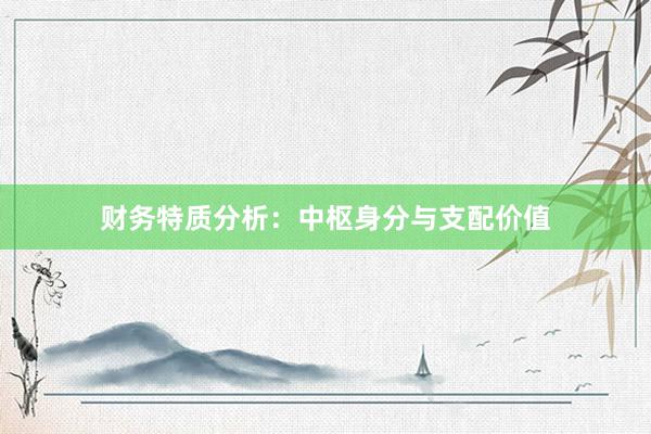 财务特质分析：中枢身分与支配价值