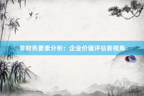 非财务要素分析：企业价值评估新视角
