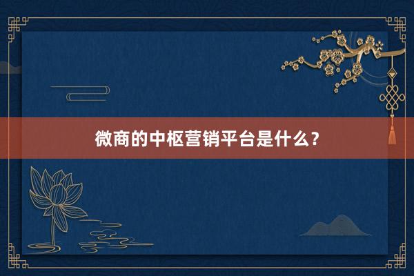 微商的中枢营销平台是什么？